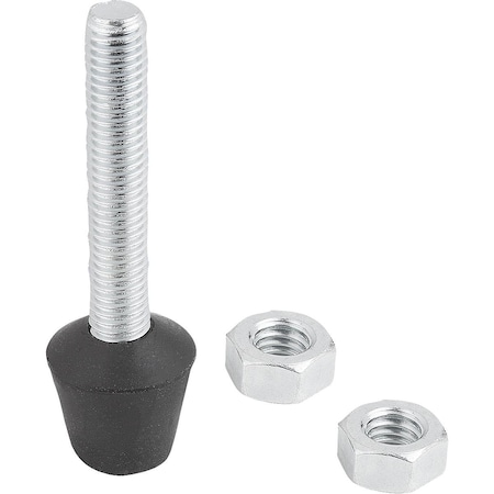 Kipp Clamping Spindle With Thrust Pad, M08, L=63, Steel, Comp:Neoprene K1443.080631